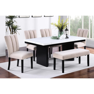 Contemporary 1Pc Dining Bench In Black, Textured Soft Seat, Tapered Legs, 41" X 16" 19" H For Area With Black Wooden Modern Style