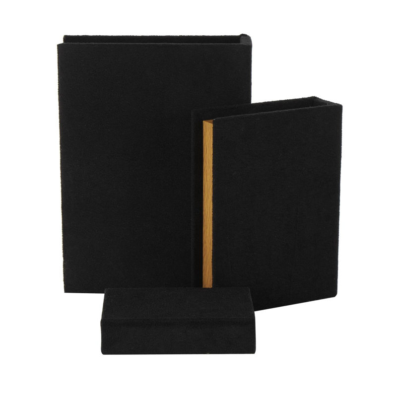 3 Piece Fabric Decorative Box Set, Black