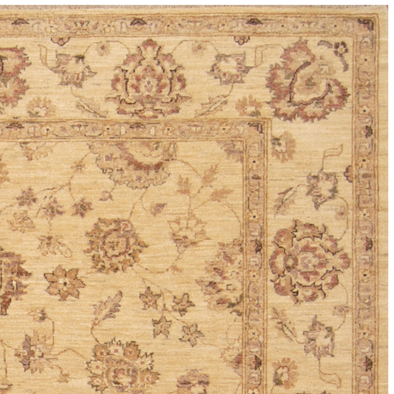 Tapis en laine brun/beige 6 pi 8 po x 9 pi à main one-of-kind noué la Khari