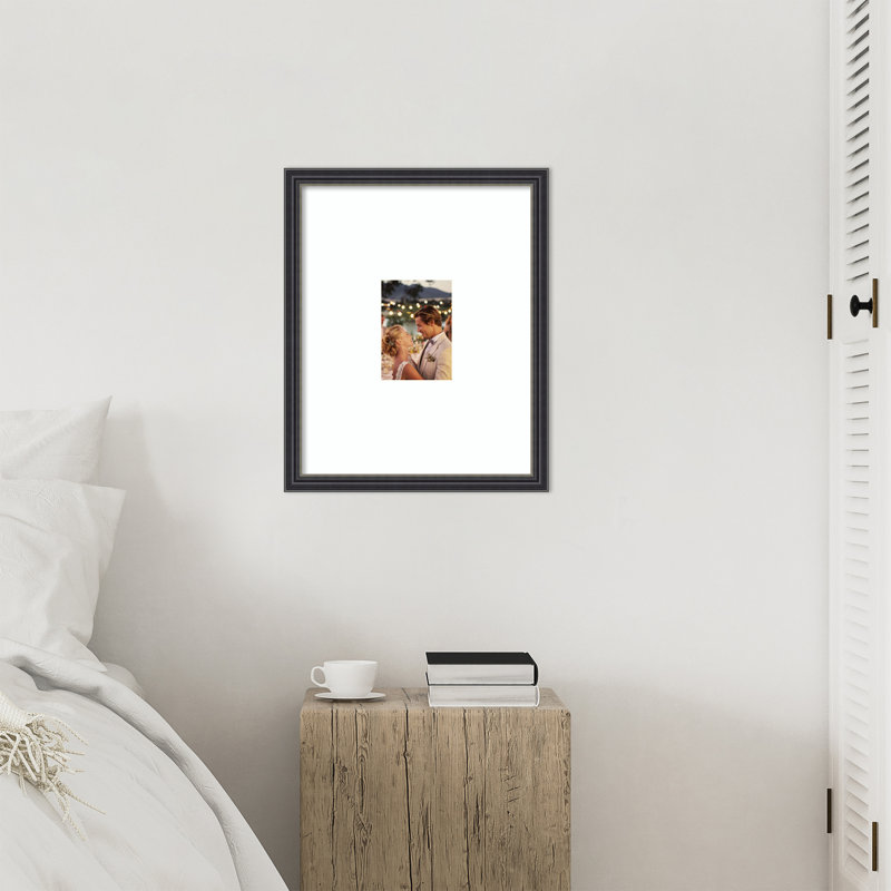 Cadre photo élégant en bois noir, Blanc éclatant lisse, 16 x 20 emmêlés à 5 x 7