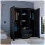 Armoire Bariloche, rangement multi-sections avec tringles de suspension, tablettes et 2 tiroirs