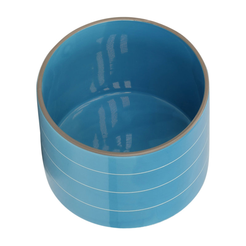 8" Striped Planter W/ Wood Stand