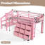 Lits gain d'espace avec rangement, lit mezzanine moderne en métal rose et MDF, pour la maison