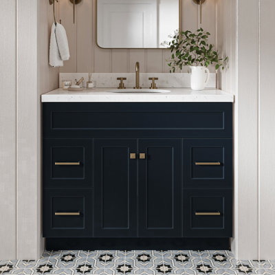 Abell 42.25'' Bathroom Vanity with Carrara Quartz Top