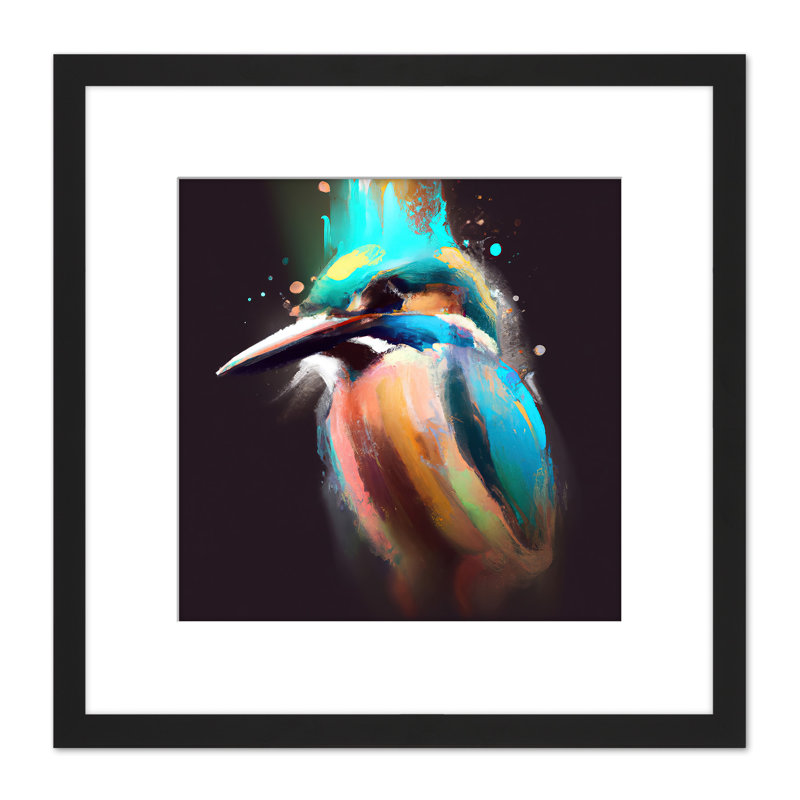 Kingfisher Watercolour Teal Turquoise Bird - Single Picture Frame Painting