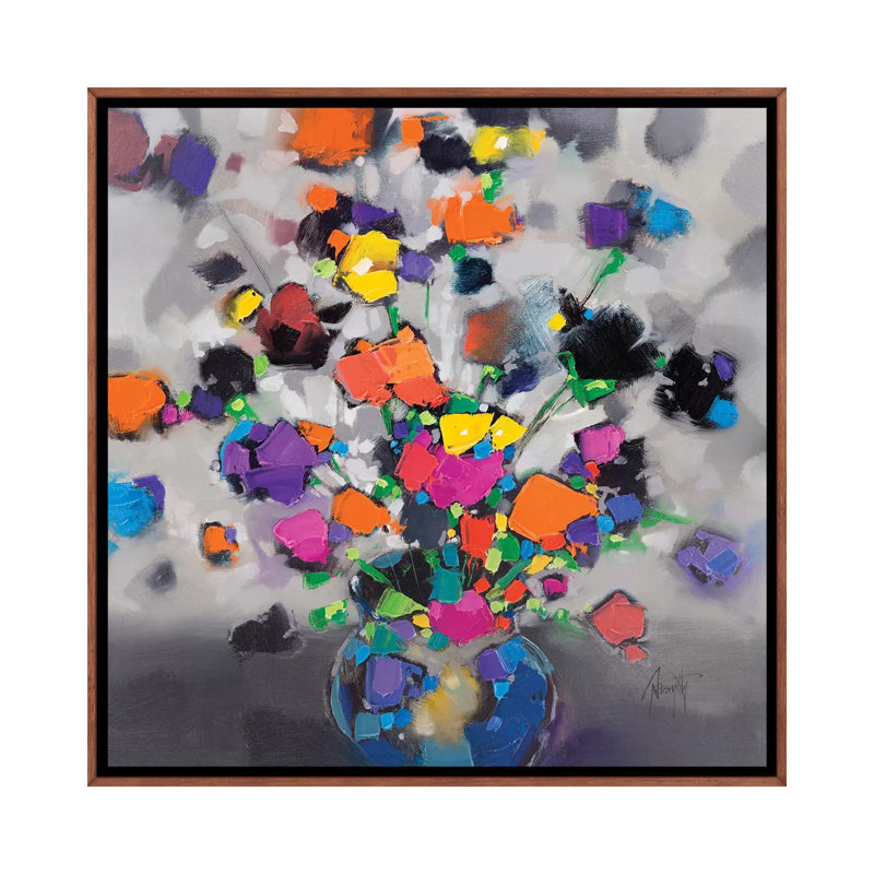 «Floral Spectrum I» par Scott Naismith - reproduction d'art, Toile classique avec cadre brun, Aucun mat