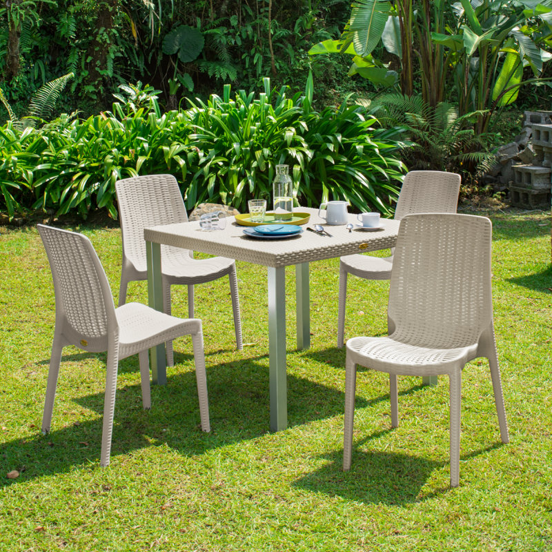 Angelene 4 - Person Patio Dining Set with Square Table, Beige