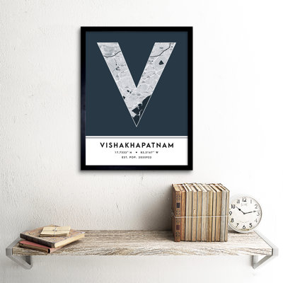 Vishakhapatnam City Map Vishakhapatnam Navy 1 Piece Single Picture Frame Wall Art