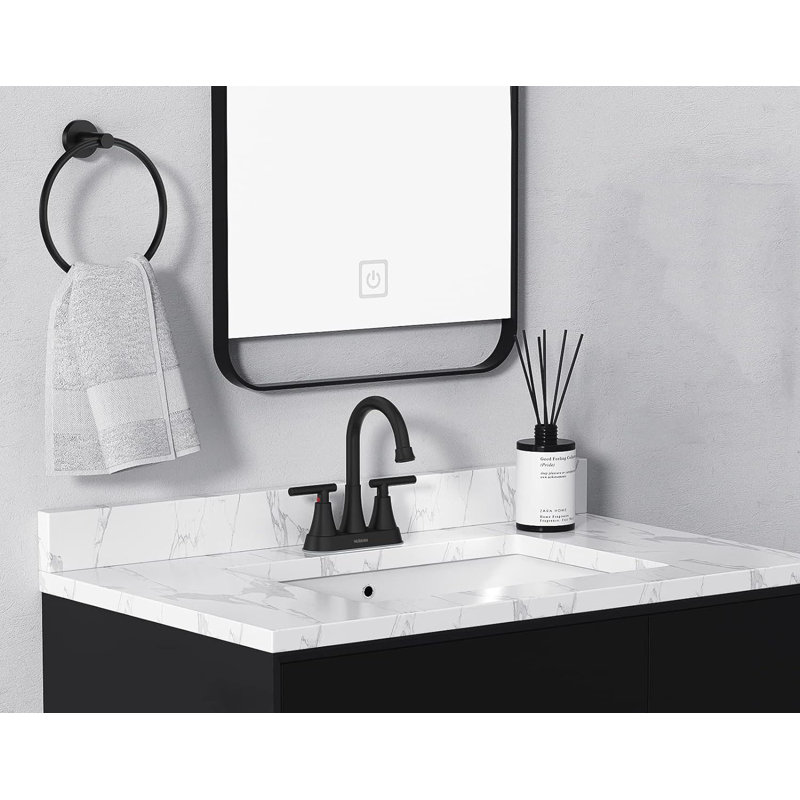 Matte Black Stainless Steel Double Handle High Arc Bathroom Faucet