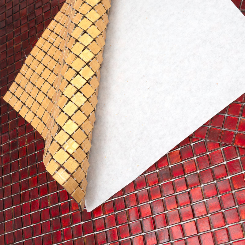 Skosh 0.6" x 0.6" Glass Grid Mosaic Wall & Floor Tile, Ruby Red