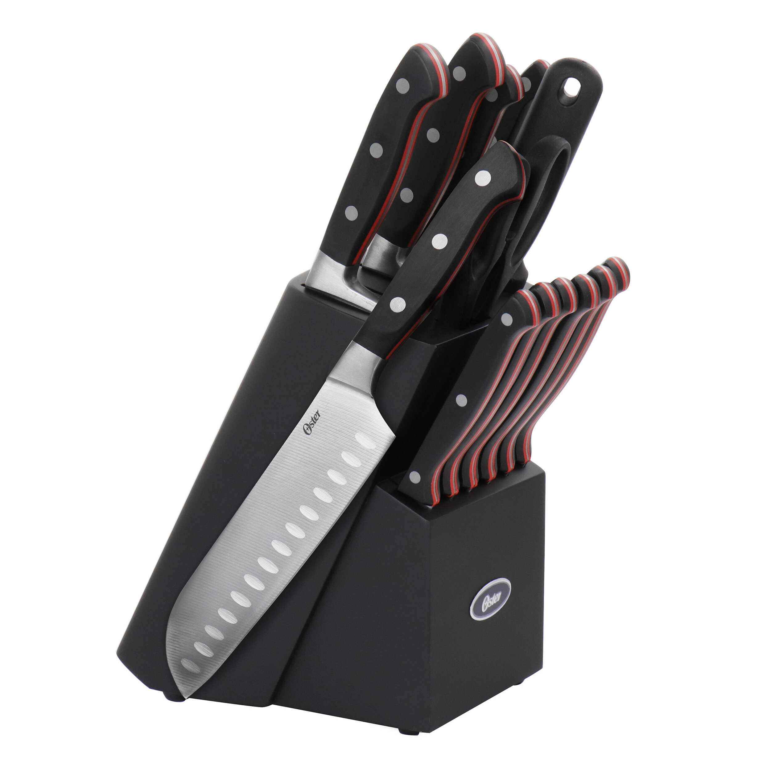 Knife Set, Astercook 21 Pieces Knife Sets for Kitchen with Block,  Dishwasher Safe Santoku Knives with Built-in Sharpener, Black