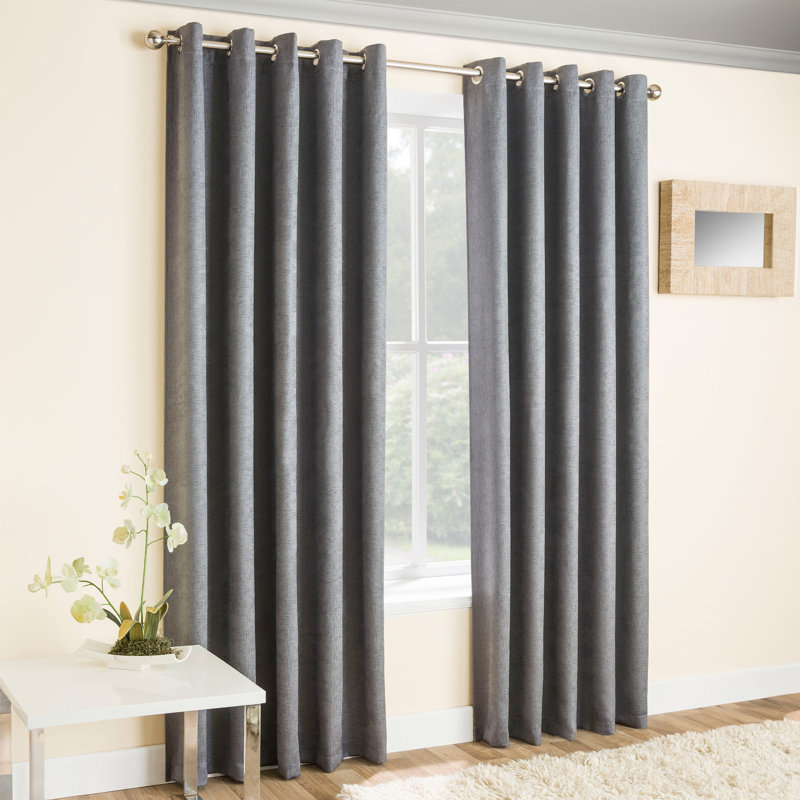 Biller Eyelet Thermal Light Reducing Curtain, 117cm Width x 137cm Drop, Grey