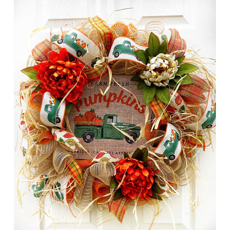 Handcrafted Faux Mum 20'' Wreath