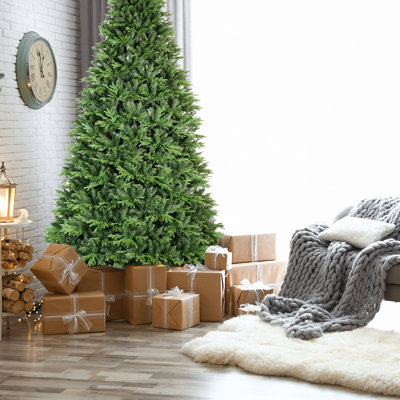 Arbre de Noël artificiel en PE et PVC de qualité supérieure, 856 pointes de branches réalistes, support en métal à charnières pour une installation facile, arbre de Noël pour la maison et le bureau