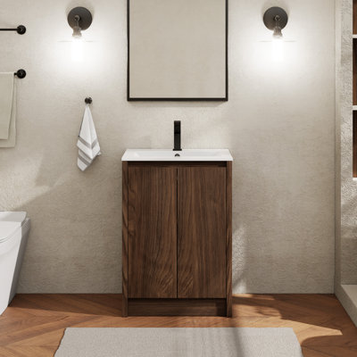 Sharee 24" Wood Bathroom Vanity Set With Sink Top, Faucet And Drain