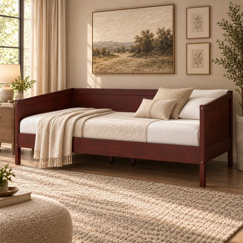 Solid Wood, Lit simple, Noyer foncé
