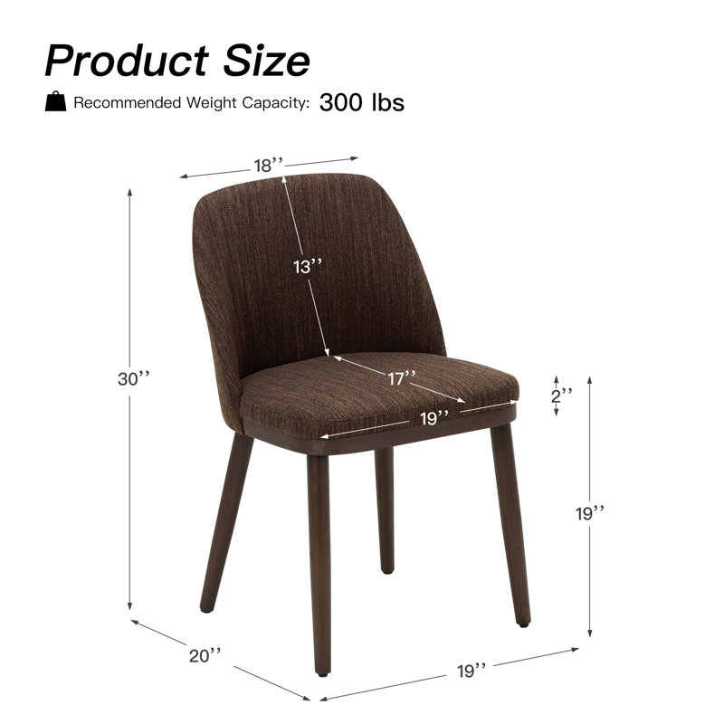 Upholstered Solid Wood Dining Chair, Brown