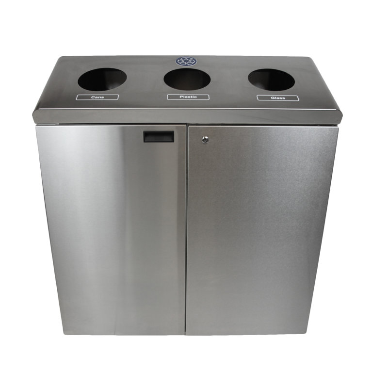 Poubelle de recyclage multi-compartiments 53 gallons 3 Stream, Acier inoxydable