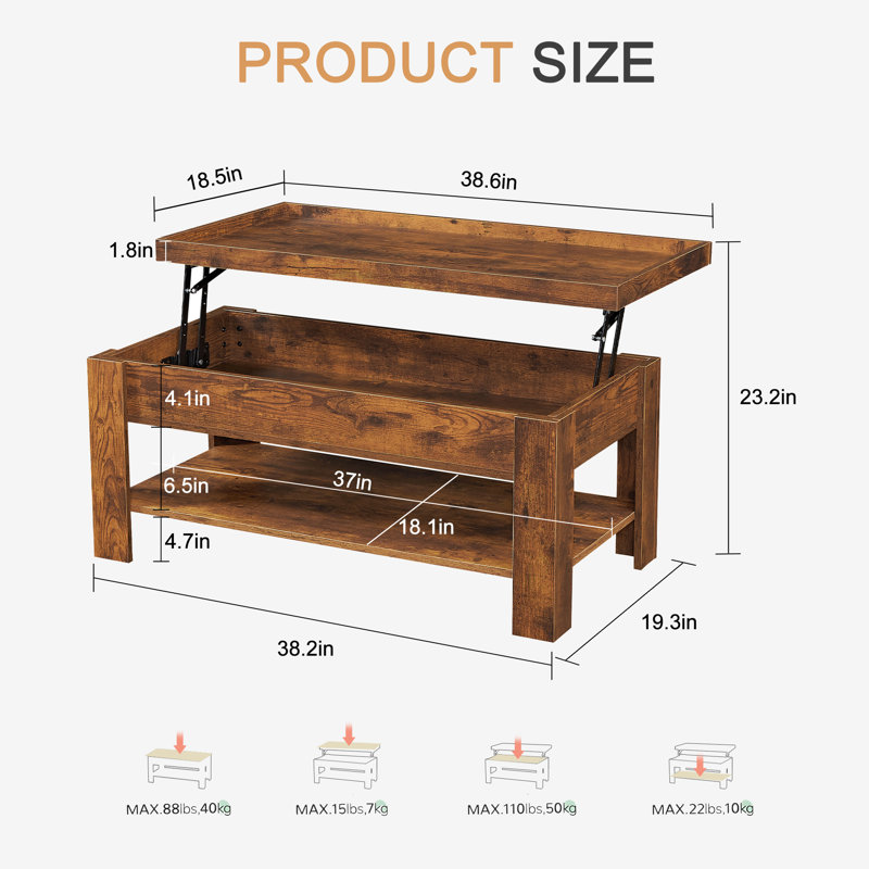 Arrik Lift-Top Coffee Table with Storage, Brown