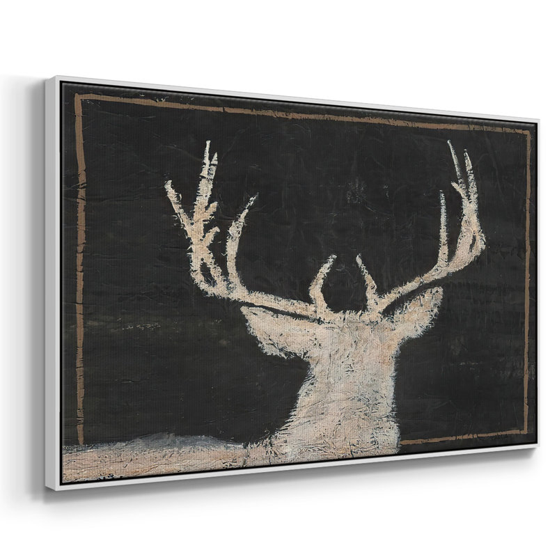 Toile tendue avec cadre Brow Tine Deer II, H 27 po x l 41 po x P 2 po, Blanc