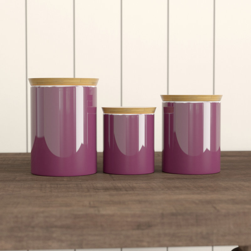 Wood Jar - Set of 3, Aubergine