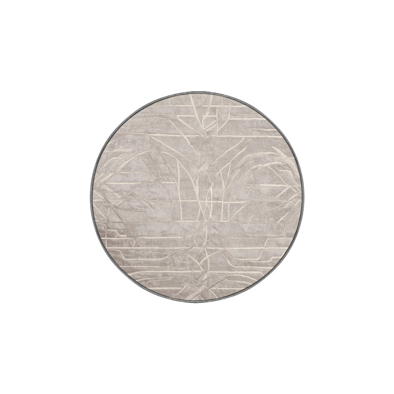 Tapis gris soyeux et moelleux, Rond 6 pi