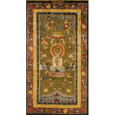 Hand Knotted Silk Area Rug in Brown