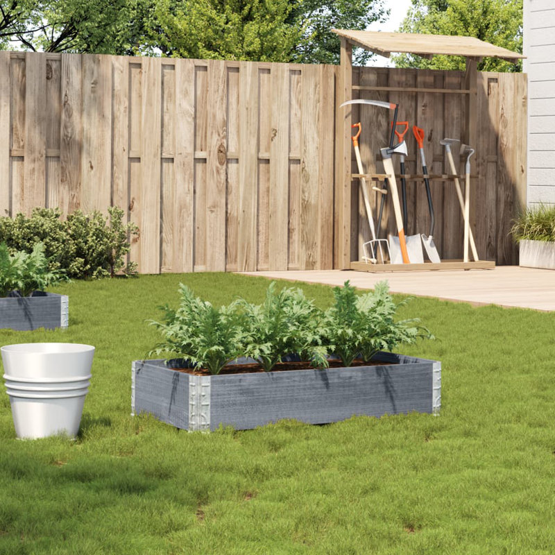 Corliss Wood Planter Box, 21.5cm H x 100cm W x 100cm D, Grey/Brown/Blue