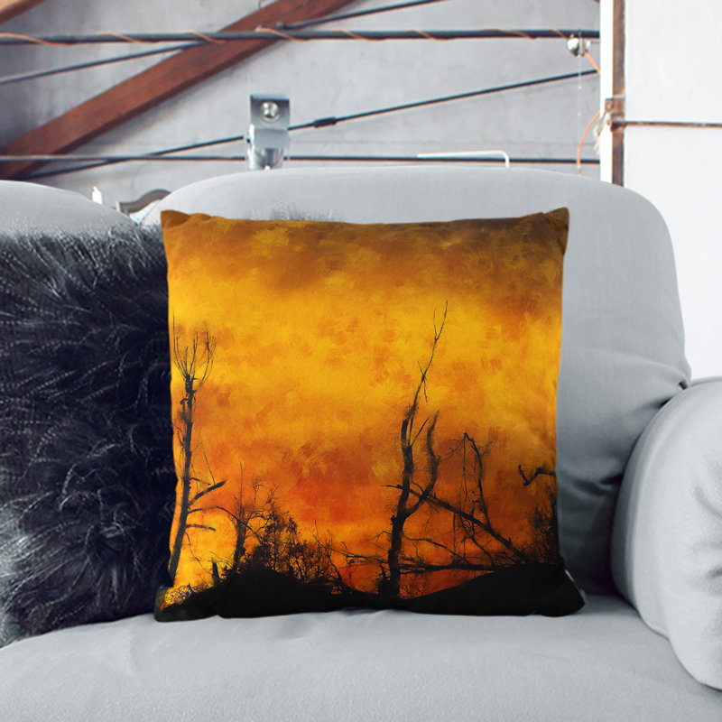 Oklahoma Sunset Painting Square Throw Cushion, Black, 40cm H x 40cm W x 15cm D