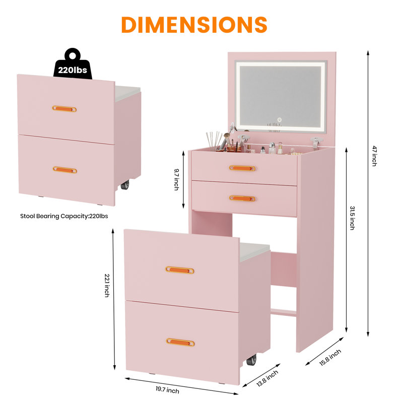 Dressing Table, Pink