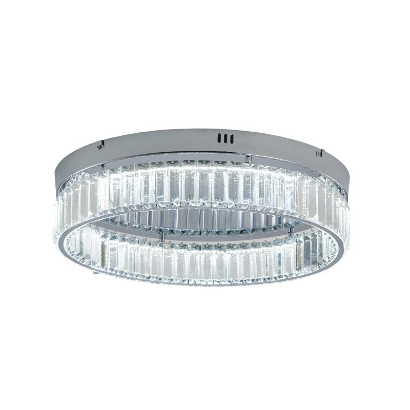 Modern LED Round Crystal Flush Mount , Chrome, 4.37" H x 20" W x 20" D