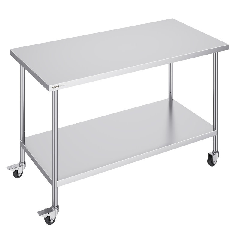 Table de travail portative réglable en acier inoxydable H 38 po VEVOR, H 38 po x L 60 po x l 30 po