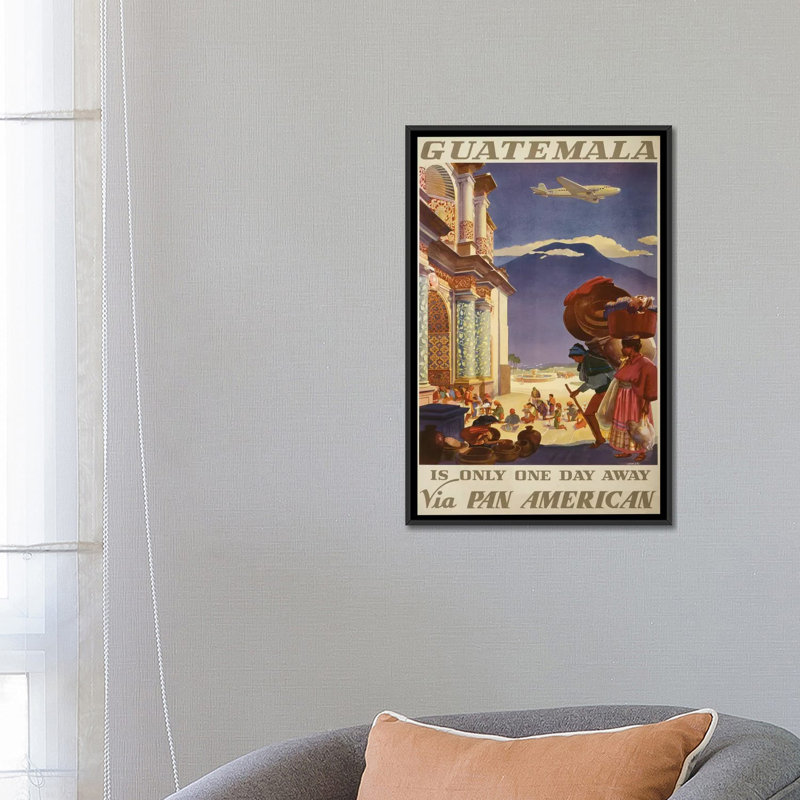 « guatemala travel poster », reproduction d’impression sur toile, H 26 po x l 18 po x P 1,5 po, Toile avec cadre noir
