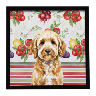 Goldendoodle Légumes, impression sur métal encadrée
