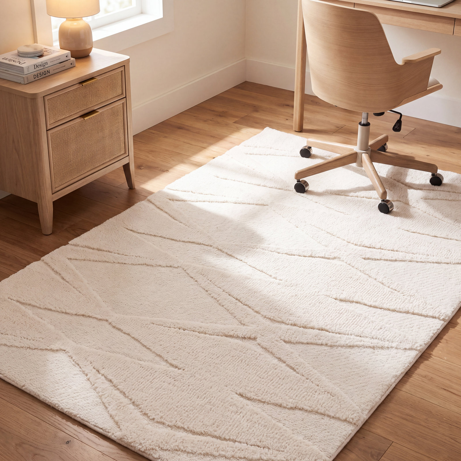 Elphia Ivory Hand-Tufted Wool Rug, Rectangle 4' x 6'