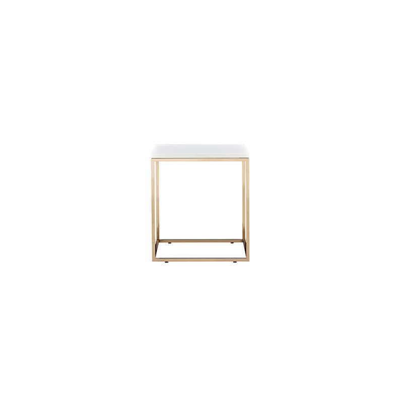 Table de bout avec cadre Honoria, Blanc, Or