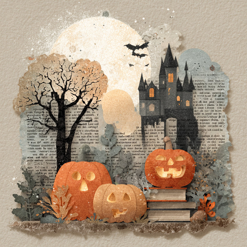 «Pumpkin Moon Manor», art mural sur toile tendue
