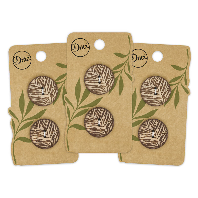 Dritz Sustainable Coconut Round Button, 23mm, Light Brown, 6 Buttons
