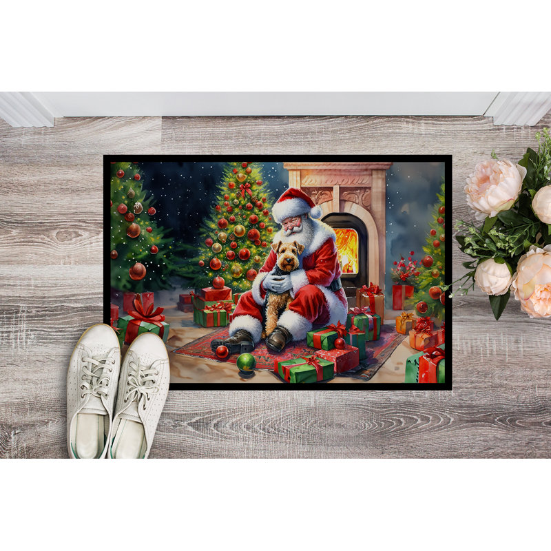 Paillasson Lakeland Terrier and Santa Claus, L 18 po x L 27 po