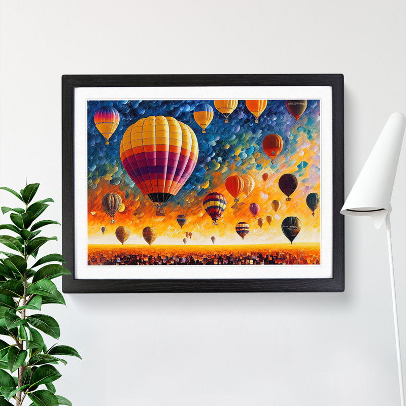 XH1022-6633X Hot Air Balloons Vol.3 Abstract - Single Picture Frame Painting, Black, 34cm H x 46cm W x 2cm D