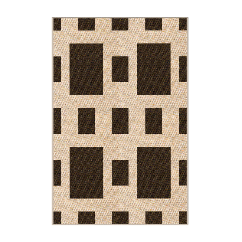 Tapis géométrique en laine beige / noir, Rectangle 2 pi x 3 pi