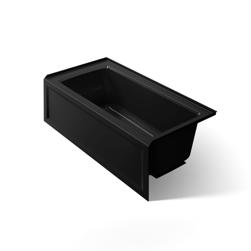 Archer 60" x 30" Acrylic Alcove Soaking Bathtub with Comfort Depth, Black, Right