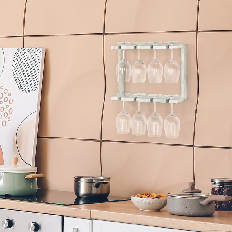 Ensemble de 2 porte-verres à vin mural blanc cassé, Crème