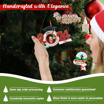 House Christmas Ornament Personalized Family Of 4 Custom Xmas Tree Decor For Parents, Grandparents, Grand