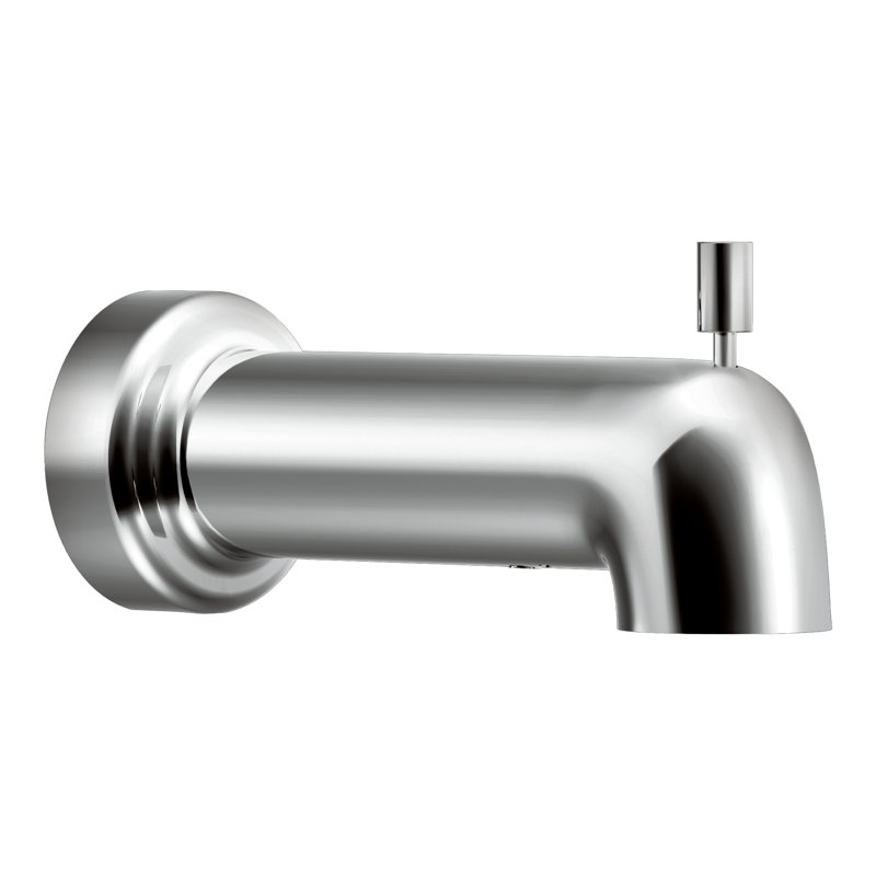 Garniture de bec de baignoire murale à poignée simple avec inverseur de niveau, Chrome poli
