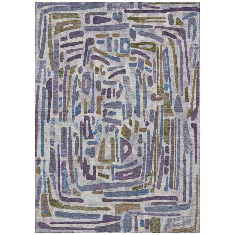 Machine Washable Indoor/Outdoor Chantille ACN2432 Casual Rug, 5' x 7'6", Purple