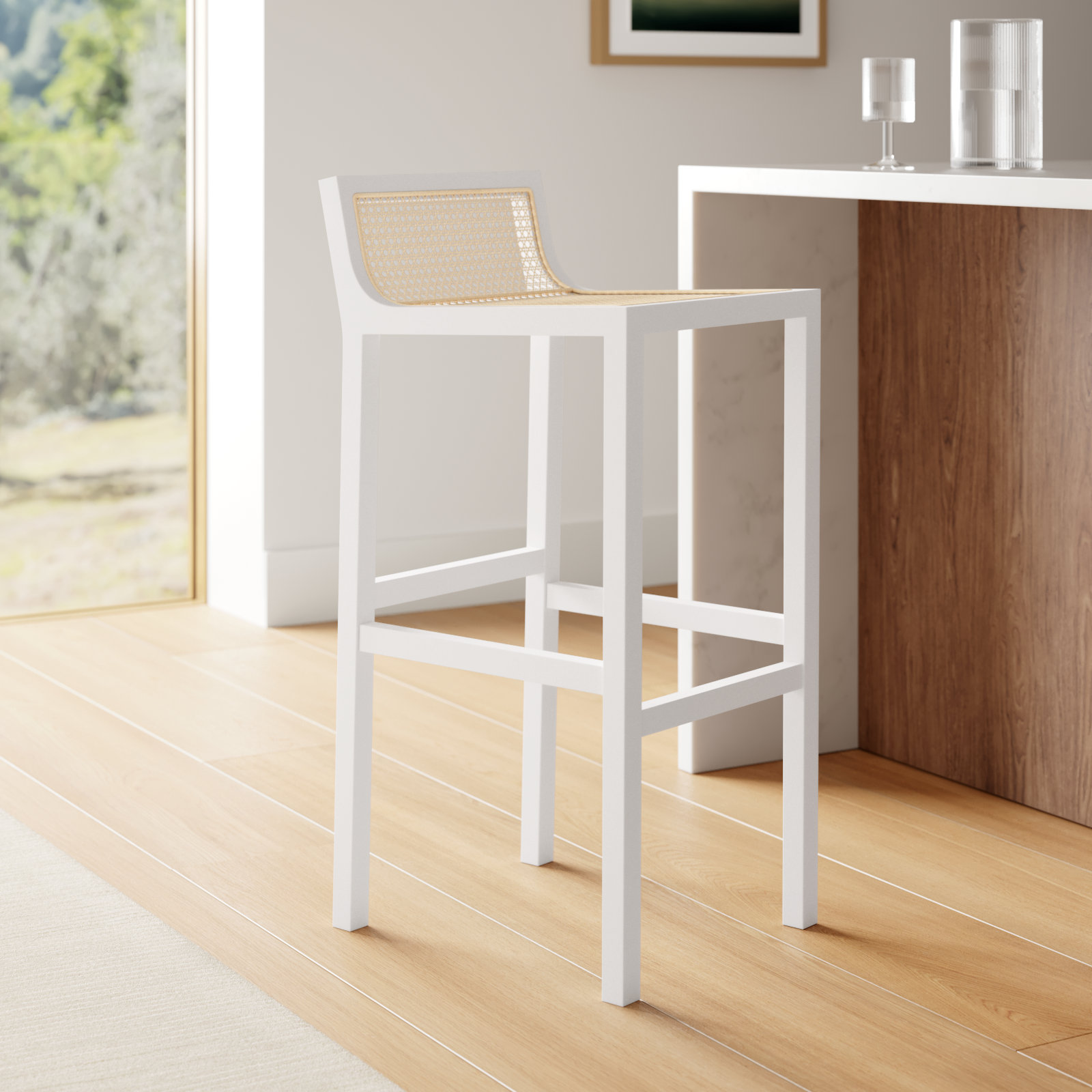 McCarthy Bar and Counter Stool, White, Bar Stool(31.5” Seat Height)