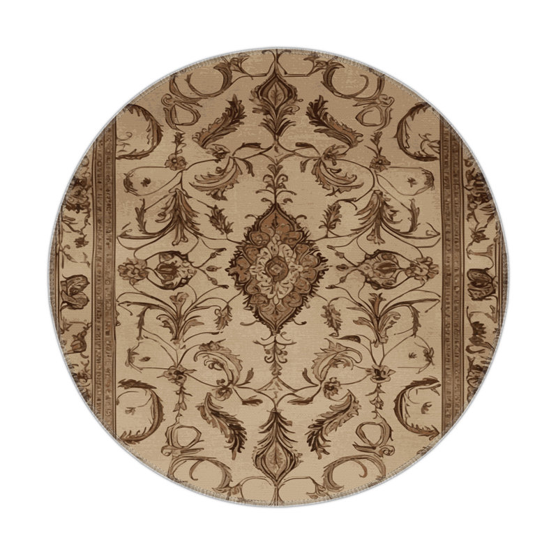 Tapis d'intérieur et d'extérieur brun Persian, Rond 5 pi