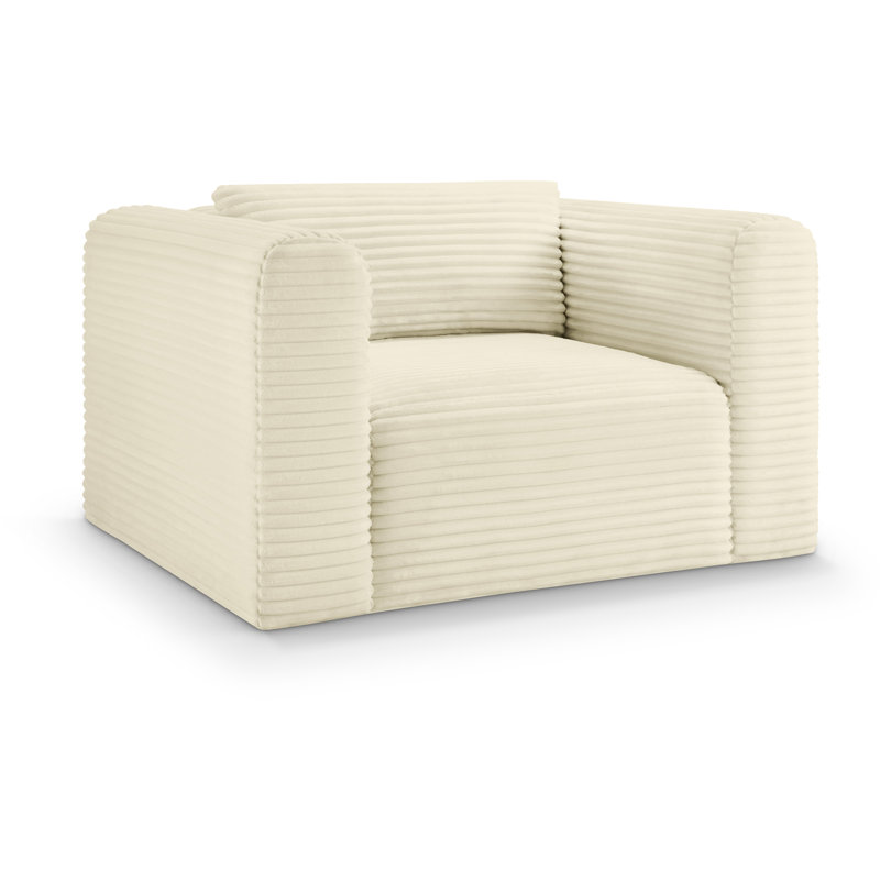 Fauteuil Carmean, Tissu en velours côtelé crème