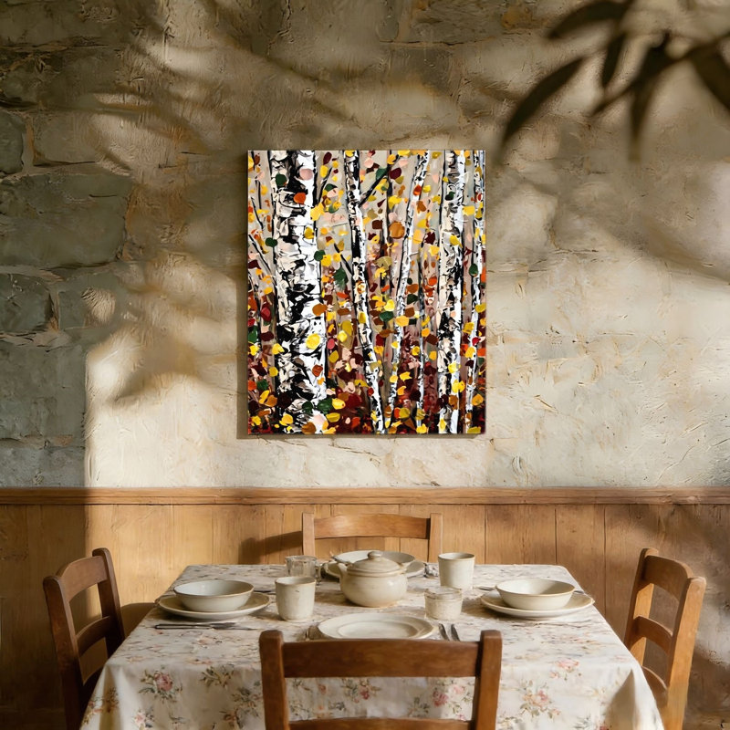 Feuilles d'automne abstraites, art mural, L 36 po x l 24 po